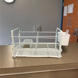 White Dish Drying Rack with Utensil Holder